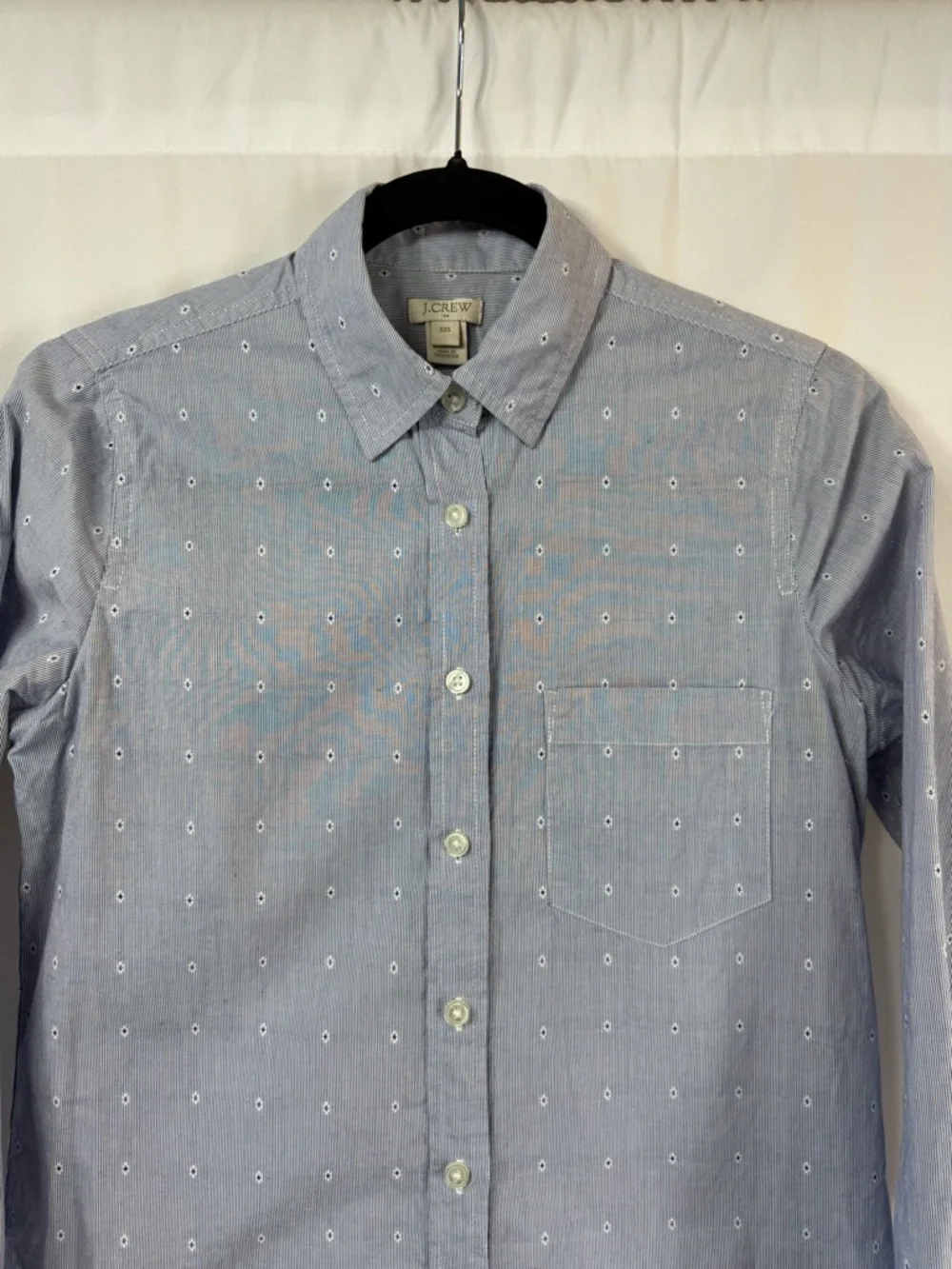 J. Crew Light Blue floral Print Cotton Button-Down Shirt size: XXS